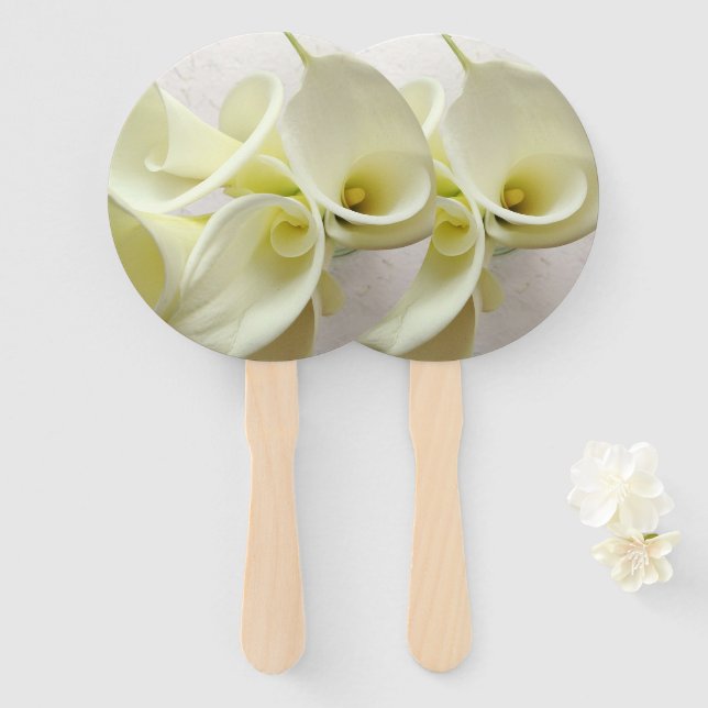 White calla lilies from above hand fan (Front and Back)