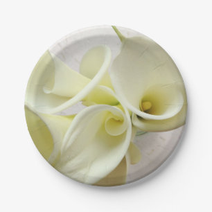 White calla lilies from above paper plate