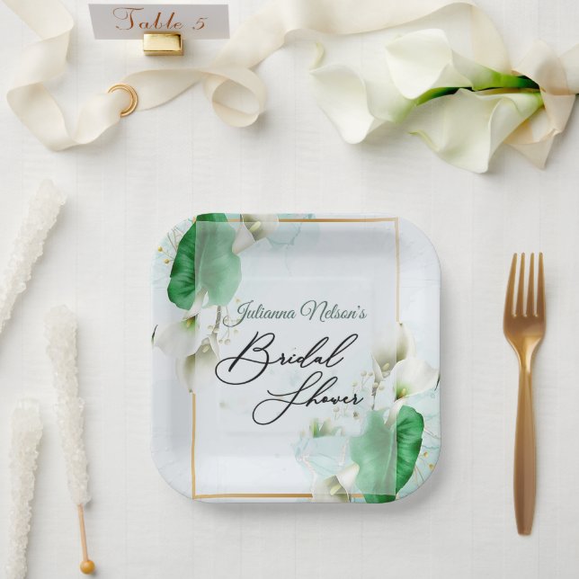 White calla lilies  paper plates (Wedding)