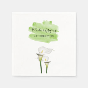 White Calla Lilies Watercolor Wedding Napkin