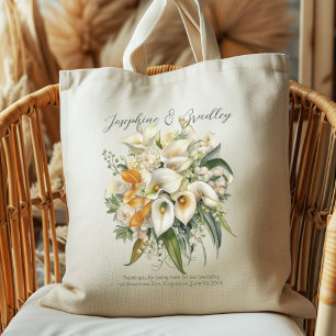 White Calla Lilies Wedding Bouquet Welcome Thanks Tote Bag