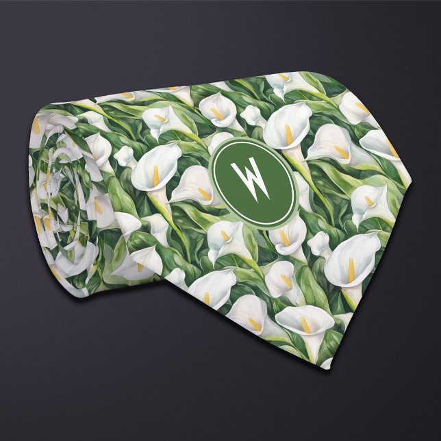 White Calla Lillies Floral  Tie (Creator Uploaded)