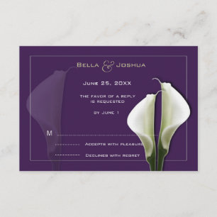 White Calla Lillies RSVP on Purple Card