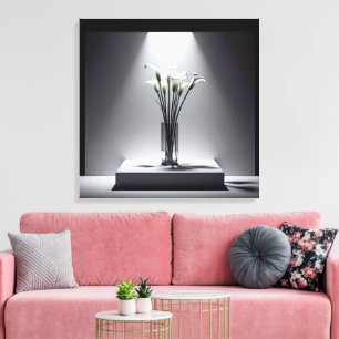 White Calla Lily Bouquet In The Spotlight Canvas Print