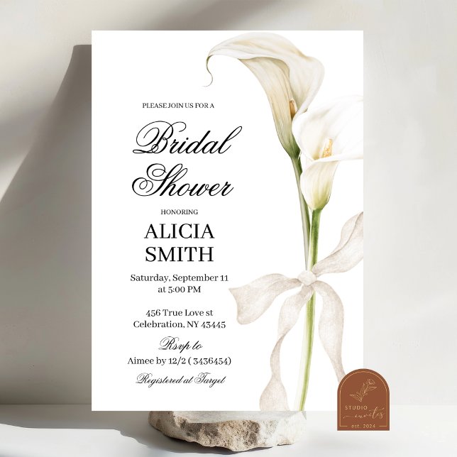 White Calla Lily Bridal Shower Invitation (Creator Uploaded)