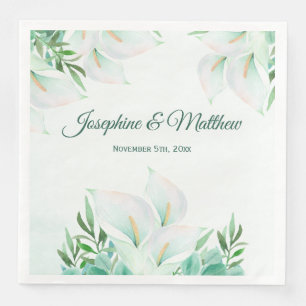 White Calla Lily Floral Wedding Napkins