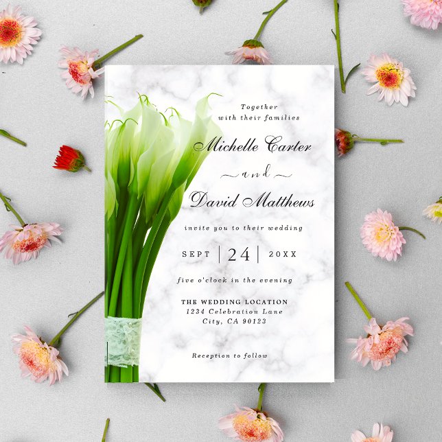 White Calla Lily Florals Wedding Invitation (Creator Uploaded)