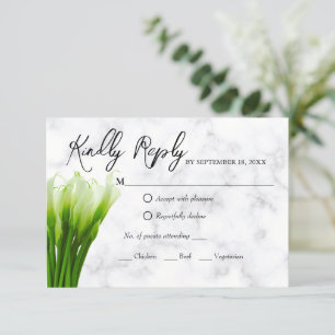 White Calla Lily Florals Wedding RSVP Card