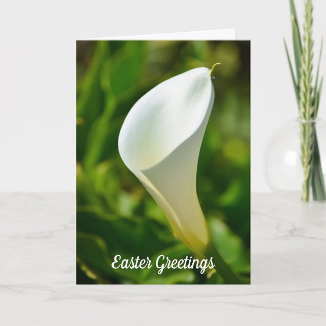 White Calla Lily Flower Easter Card (Front)