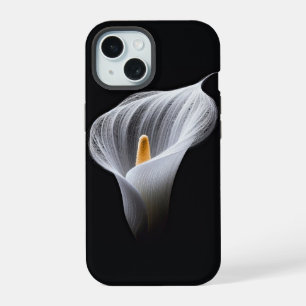 White Calla Lily On Black iPhone 15 Case