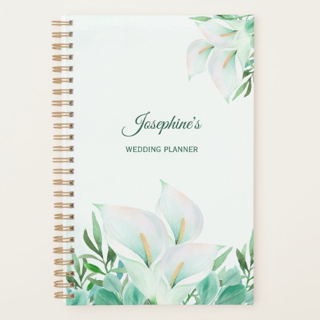 White Calla Lily Personalised Planner (Front)
