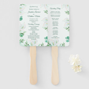 White Calla Lily Wedding Ceremony Programs Hand Fan