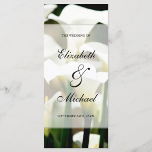 White Calla Lily Wedding Program Programme