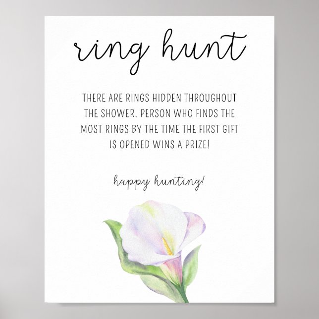 White calla - Ring hunt bridal shower game Poster (Front)