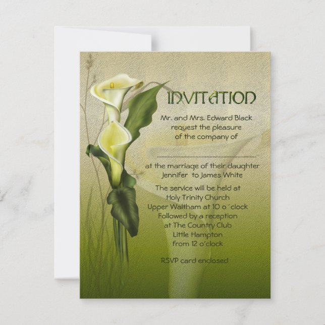 White Calla Wedding Invitation (Front)