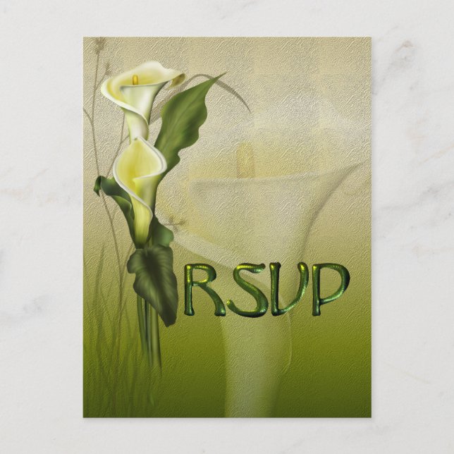 White Calla Wedding RSVP Invitation Postcard (Front)