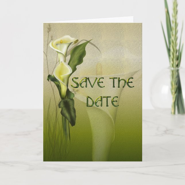 White Calla Wedding Save the Date Invitation (Front)