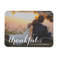 White Calligraphy Script Thankful Photo Wedding