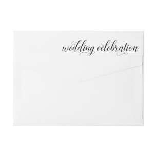 White Calligraphy Script Wedding Celebration Wrap Around Label