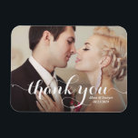 White Calligraphy Script Wedding Thank You Photo<br><div class="desc">Modern and whimsical thank you magnet featuring modern calligraphy. This postcard will be perfect for weddings,  bridal showers and other events.</div>
