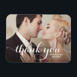 White Calligraphy Script Wedding Thank You Photo Magnet<br><div class="desc">Modern and whimsical thank you magnet featuring modern calligraphy. This postcard will be perfect for weddings,  bridal showers and other events.</div>