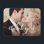 White Calligraphy Script Wedding Thank You Photo Magnet<br><div class="desc">Modern and whimsical thank you magnet featuring modern calligraphy. This postcard will be perfect for weddings,  bridal showers and other events.</div>