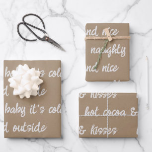 White Calligraphy Write Your Own Holiday Greeting Wrapping Paper Sheet