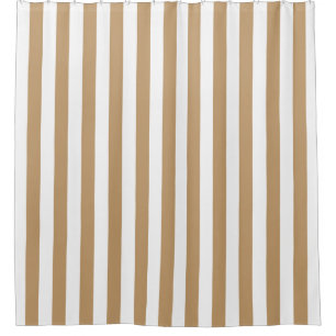 White Camel Tan Vertical Stripe NL #0 Shower Curtain