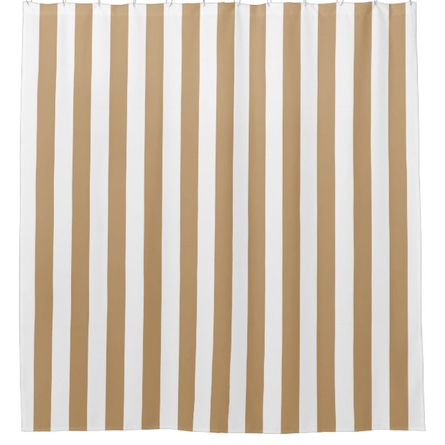 White Camel Tan Vertical Stripe NL #0 Shower Curtain (Front)