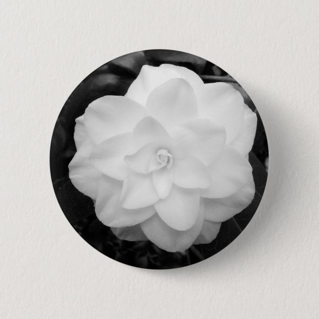 White Camellia 6 Cm Round Badge (Front)