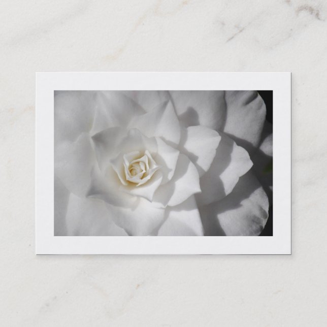 White Camellia (Bordered) Business Card (Front)