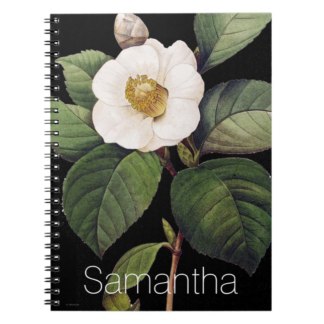 White Camellia Spiral Notebook (Front)