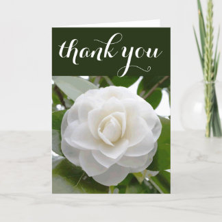 White Camellia Watercolor Fine Floral Thank You Card