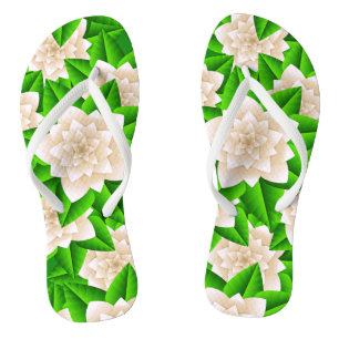 White Camellias and Green Leaves Jandals