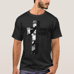White Camo Iron Sharpens Iron Christian Verse Fami T-Shirt