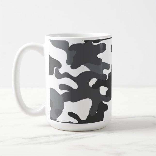 White Camouflage Beverage Travel Coffee Mug (Left)
