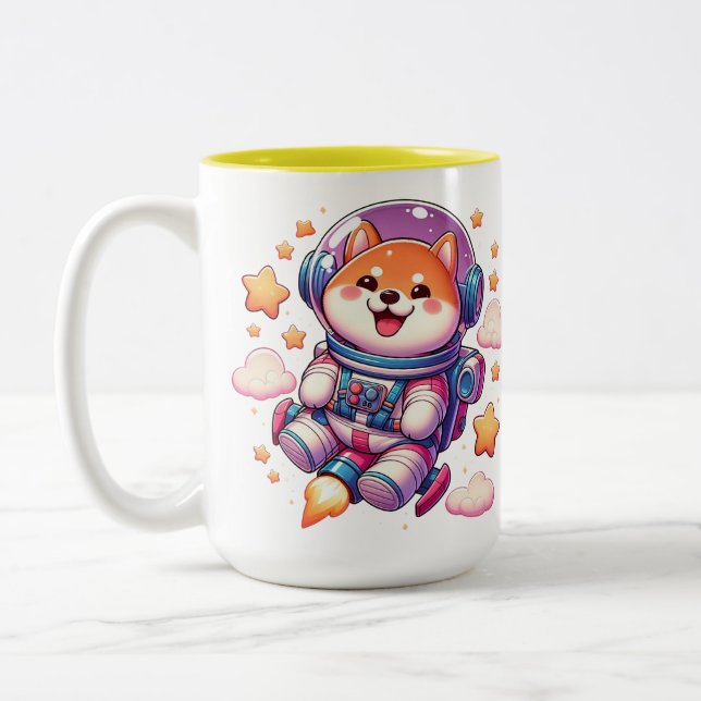 White camping cup. Realistic mug mockup template  (Left)