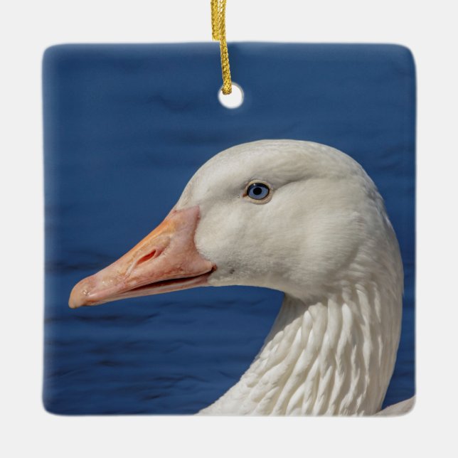 White Canadian Goose Ceramic Tree Decoration (Front)