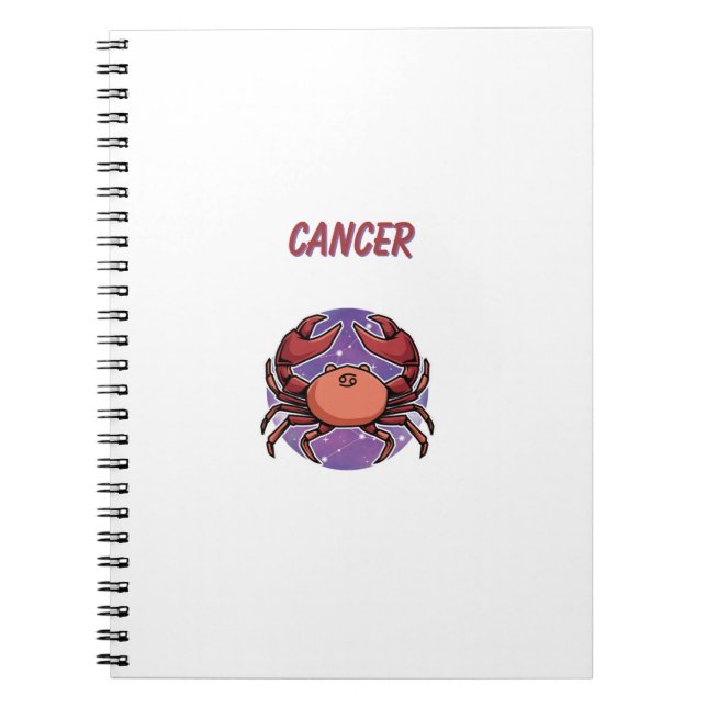 White Cancer, zodiac, star sign print Notebook (Front)
