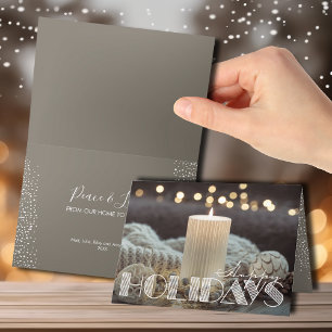White Candle Cosy Christmas Folded Happy Holiday Card