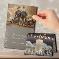 White Candle Cosy Christmas Folded Photo