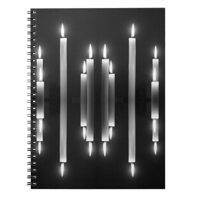 White Candles Candlelight Notebook (Front)