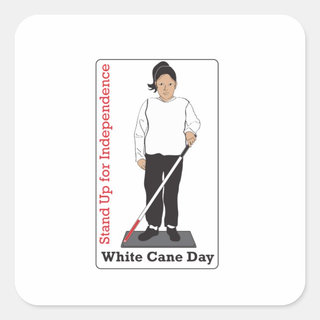 White Cane Day Square Sticker (Front)