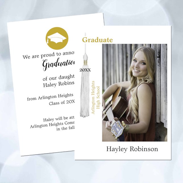White Cap Graduation Photo  Announcement (Creator Uploaded)