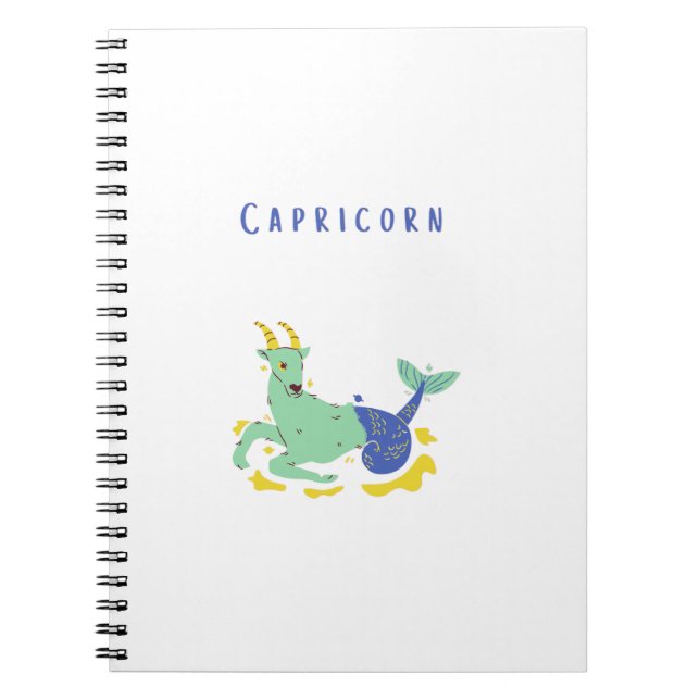 white Capricorn, zodiac, star print Notebook (Front)
