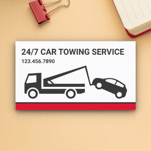 White Car Towing Service Tow Truck Business Card