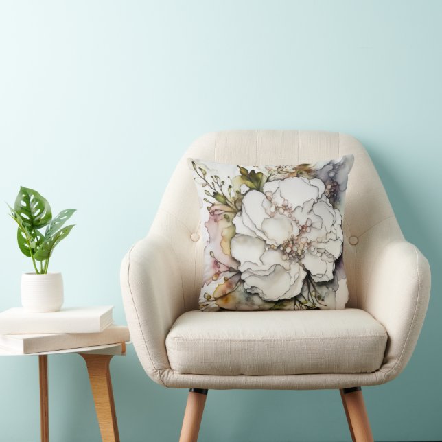 White Carnation Abstract  Cushion (Chair)