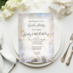 White Carnation Floral Birthday Garden Party Invitation