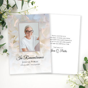White Carnation Floral Funeral Memorial Sympathy Thank You Card
