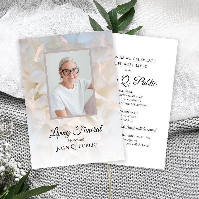 White Carnation Floral Living Funeral Party Invitation (Creator Uploaded)
